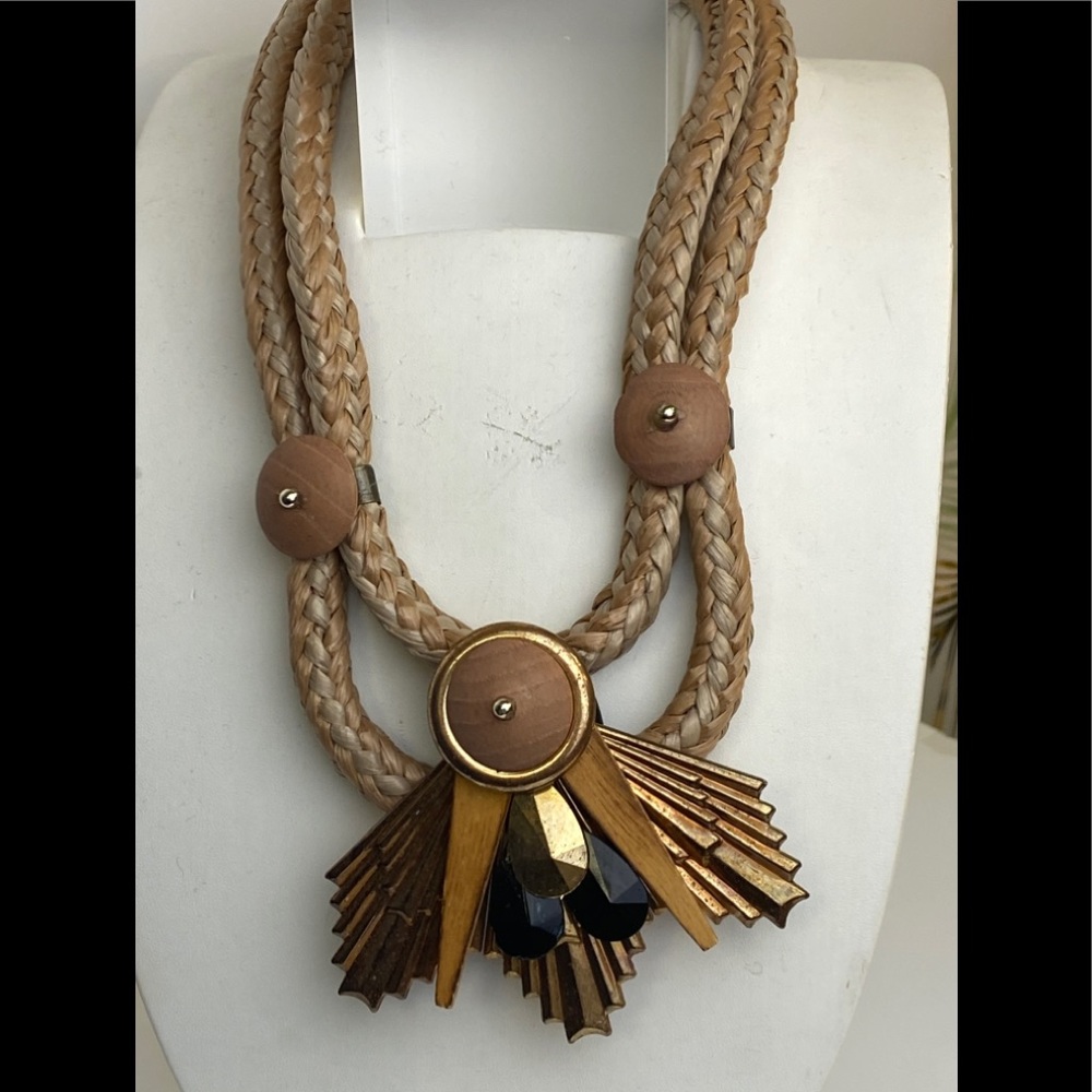 Designer Rope w/wood accents Necklace